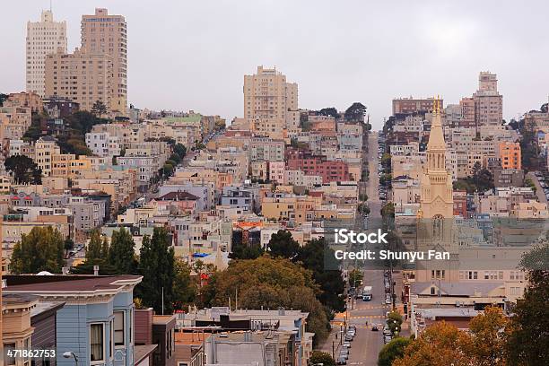 San Francisco Ferry Building And Downtown Stock Photo - Download Image Now - Building Exterior, Aerial View, Architecture