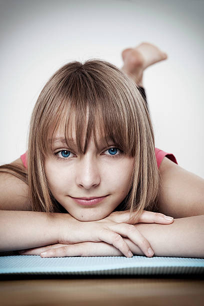 Thirteen years old girl close up