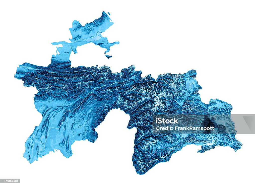 Tajikistan Topographic Map Isolated 3D render and image composing: Topographic Map of the Republic of Tajikistan. Isolated on White. High quality relief structure! Tajikistan Stock Photo