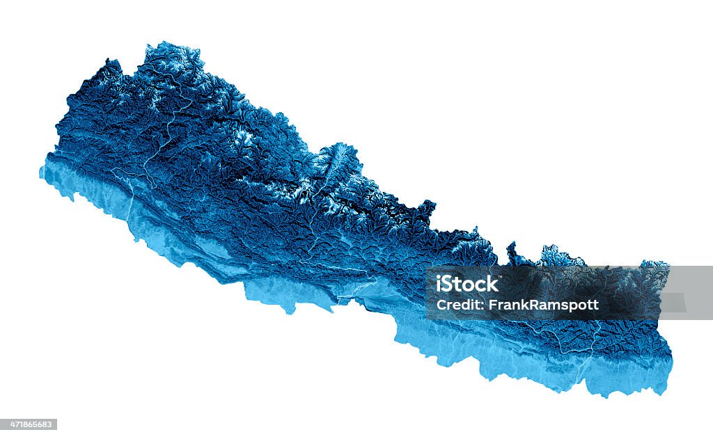 Nepal mapy (Map) topograficznej puste - Zbiór zdjęć royalty-free (Mapa)