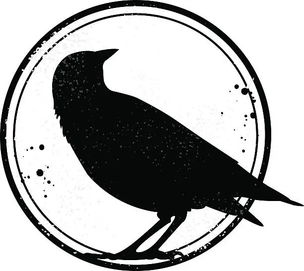 Vector illustration of Grunge stamp with crow silhouette