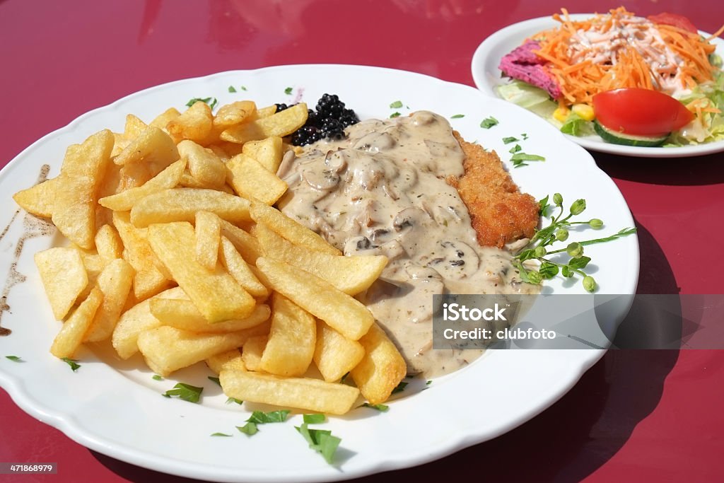 Schnitzel Jantar - Royalty-free Batata Frita - Lanche Foto de stock