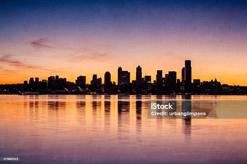 Seattle Skyline ao Amanhecer - Royalty-free Cidade Foto de stock