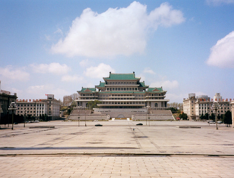 Pyongyang, North Korea / DPRK: Grand People's Study House / Great Library on Kim Il-sung Square - national centre of Juche studies - Namsan hill - traditional Korean architecture - photo by M.Torres