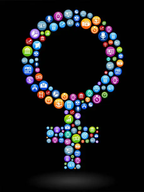 Vector illustration of Female Sign Business and Finance Vector Buttons Background