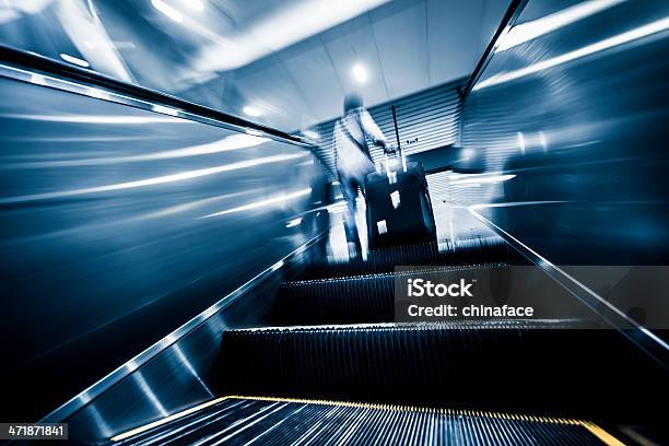 Abstract Empty Escalator Stock Photo - Download Image Now - Activity, Airport, Airport Departure Area