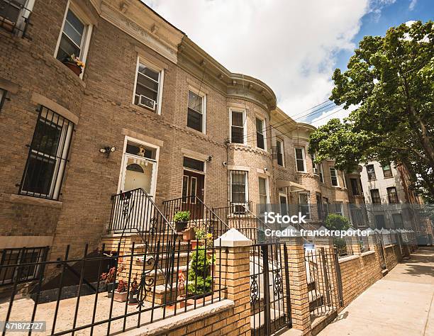 Brooklyn Brownstones Residential District Stock Photo - Download Image Now - American Culture, Apartment, Autumn