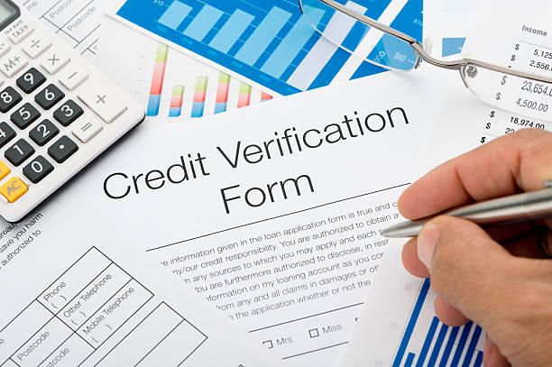 istock Close up of a credit verification form 471872773