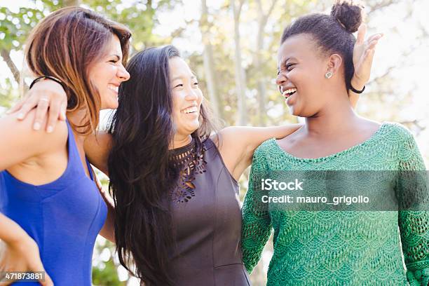 Three Young Women Having Fun At The Park Stock Photo - Download Image Now - 18-19 Years, 20-24 Years, 20-29 Years