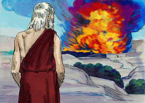 abraham watches sodom and gomorrah burn - toren van babel stockfoto's en -beelden