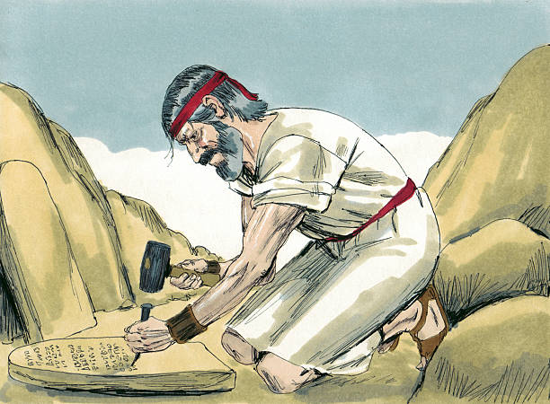 Moses Preparing Tablets The Bible is the Word of God . It is the story of the creation of the world, the fall of man, and the coming of Christ to provide a way for man to once again have a relationship with God. The Bible includes the Old Testament and the New Testament. The Old Testament is pre-Jesus, the New Testament begins with the birth of Jesus. In the Old Testament, we find so many stories that children begin learning at an early age: creation, Adam and Eve, Noah and the flood, Moses and the Israelites in the wilderness, Moses parting the Red Sea, Passover, David and Goliath, King David, Esther, Jonah and the big fish, and so many more. In the Old Testament, we learn the Ten Commandments, sacrifice, sin and forgiveness. Every word of the Bible was given by God and is true.  tower of babel stock pictures, royalty-free photos & images