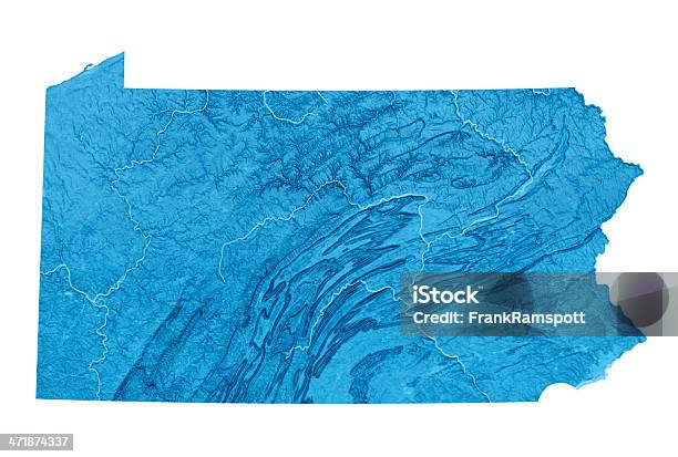 Pennsylvania Mappa Topografica Isolato - Fotografie stock e altre immagini di Pennsylvania - Pennsylvania, Carta geografica, Carta topografica