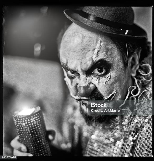 Evil Clown Stock Photo - Download Image Now - Circus, Old-fashioned, Retro Style