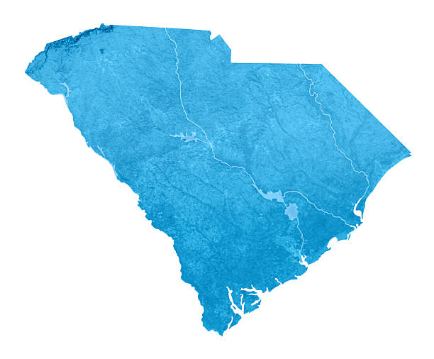 south carolina topographic karte isoliert - santee river stock-fotos und bilder