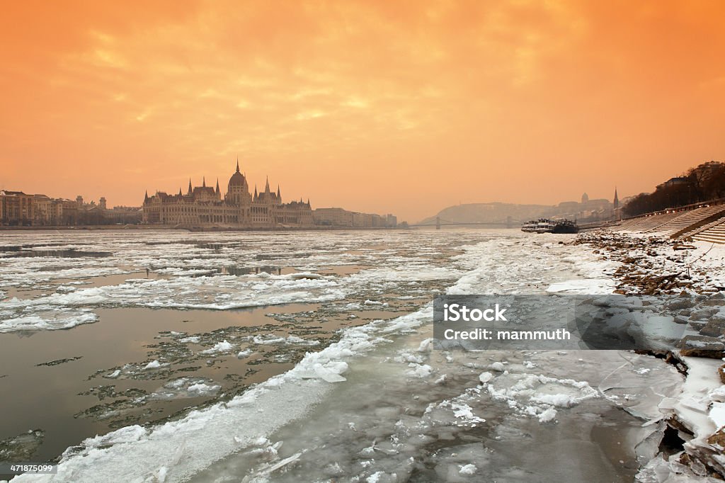 Budapest in the winter Budapest in the winter - ice floats on the Danube Budapest Stock Photo