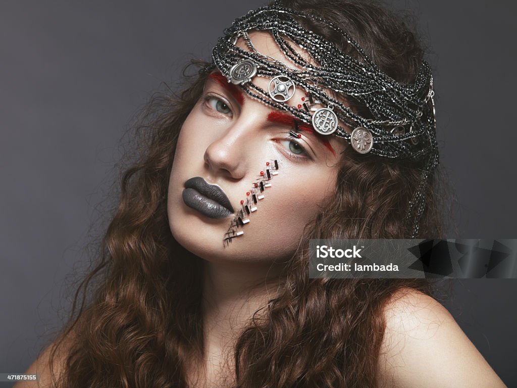 Mulher bonita com Maquiagem Criativa - Royalty-free Estilo de cabelo Foto de stock