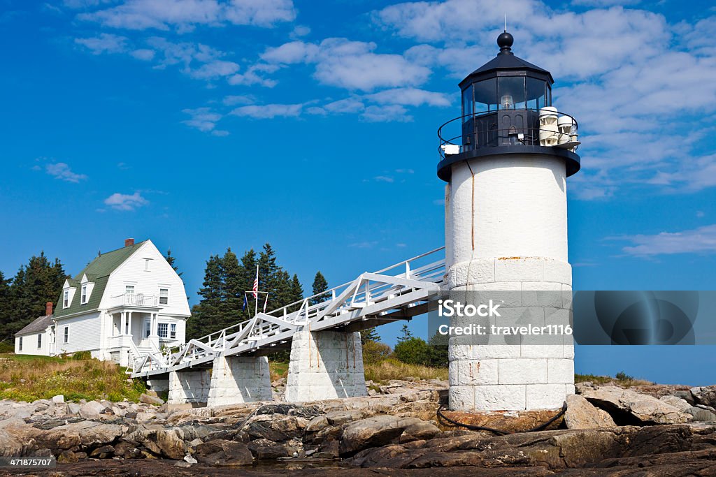 Farol de Marshall Point no porto Clyde, Maine - Foto de stock de Farol - Estrutura construída royalty-free