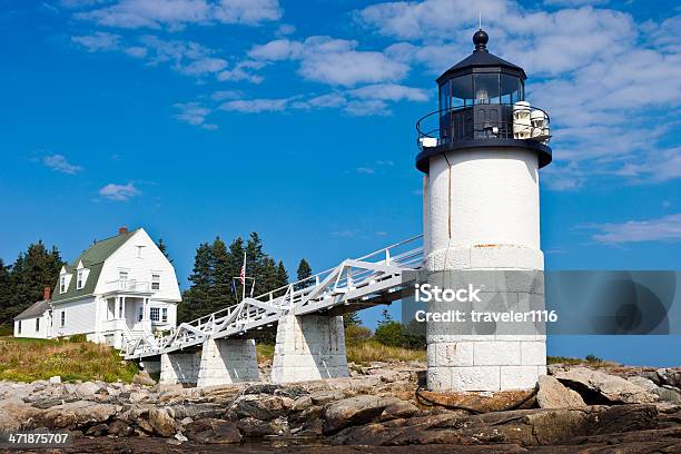 Foto de Farol De Marshall Point No Porto Clyde Maine e mais fotos de stock de Farol - Estrutura construída - Farol - Estrutura construída, Maine, Branco