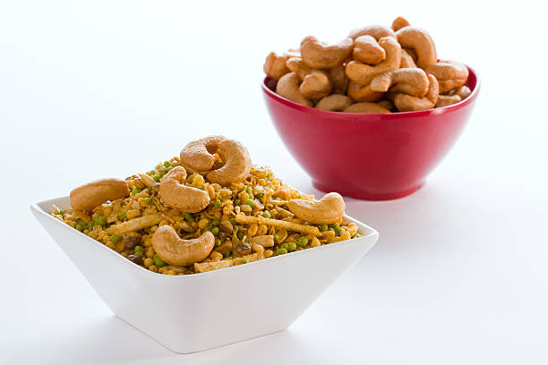 Indian snack in bowl isolated. stock photo