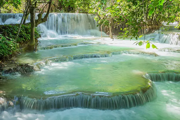 Kuang Si waterfalls in Luang Prabang, Laos.