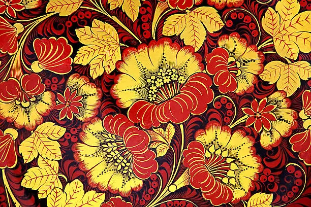 floral ornament in traditional russian style - khokloma