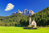 Church St. Johann in Ranui, Villnoess valley, South Tyrol, Italy