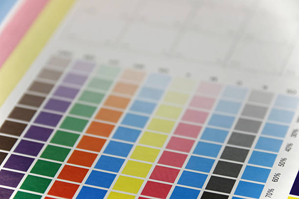istock Close-up of cmyk test print, side view 471877402
