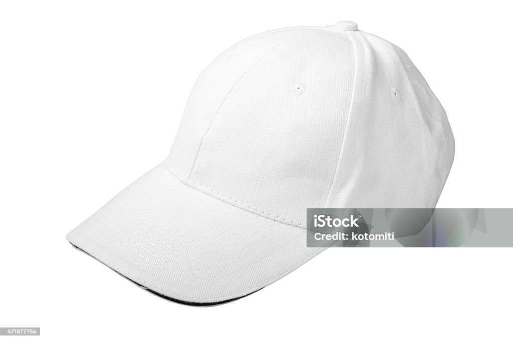 white baseball cap white baseball cap. Isolated on white background Baseball Cap Stock Photo