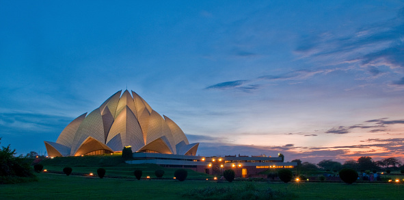 an evening at the lotus temple . perfect timings and place for monsoon sky