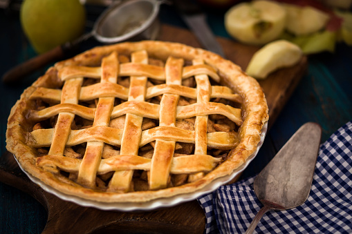 Homemade apple pie with lattice crust