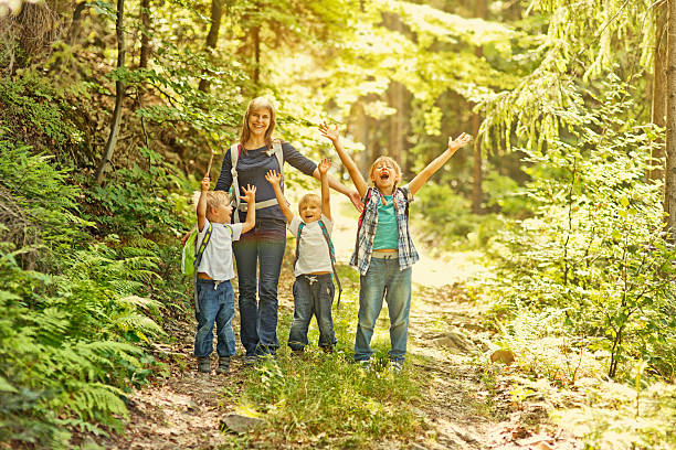 istock Mother and kids hiking 471879017