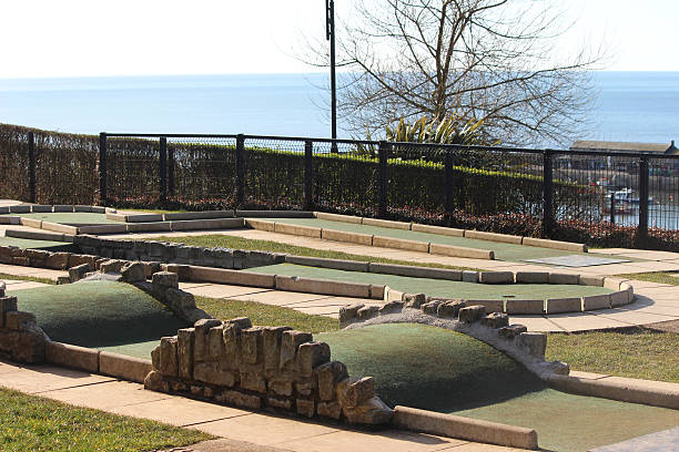 istock Image of seaside mini golf course on cliff-top, sea views 471881058