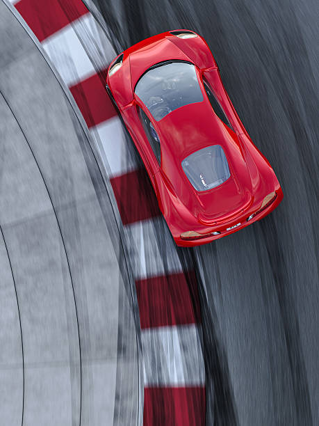 voiture de sport rouge sur champ de course - luxury sports car red supercar photos et images de collection