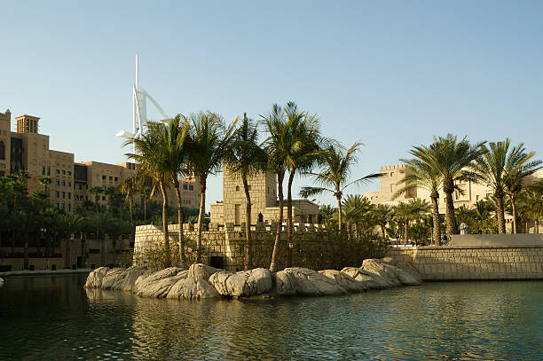 Arabian architecture of a luxurious hotel in Dubai, UAE-- Dubai Madinat Jumeira