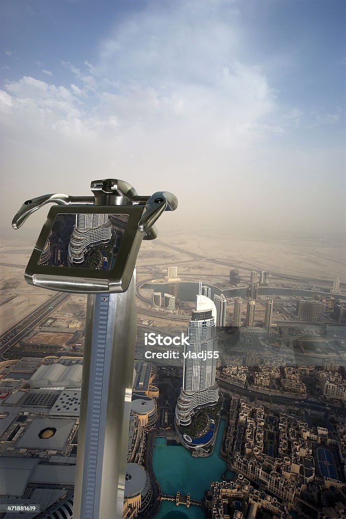 Dubai, UAE. Aerial view from the height of Burj Khalifa Telescope viewer and Aerial view from the height of Burj Khalifa. Dubai, UAE Abundance Stock Photo