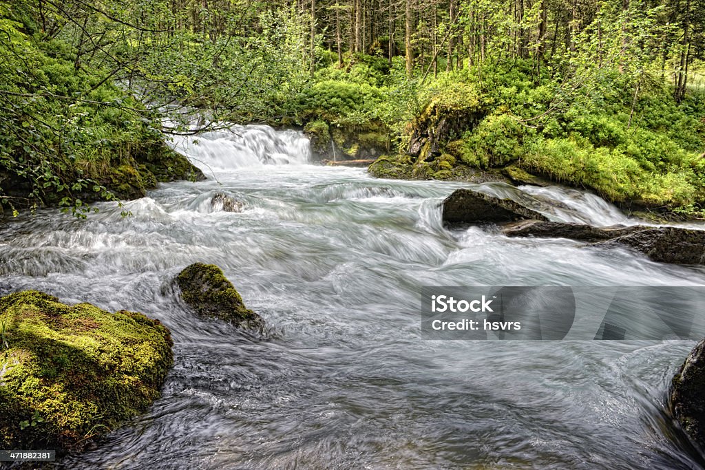 river landscape (Austria). HDR of river landscape (Austria). Gerlos valley in Tirol. 2013 Stock Photo