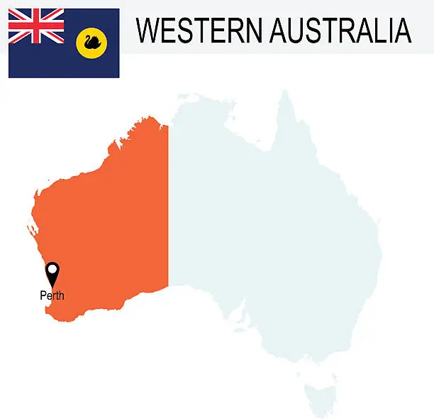 Vector illustration of Australia Territories Of Western Australia's map and Flag