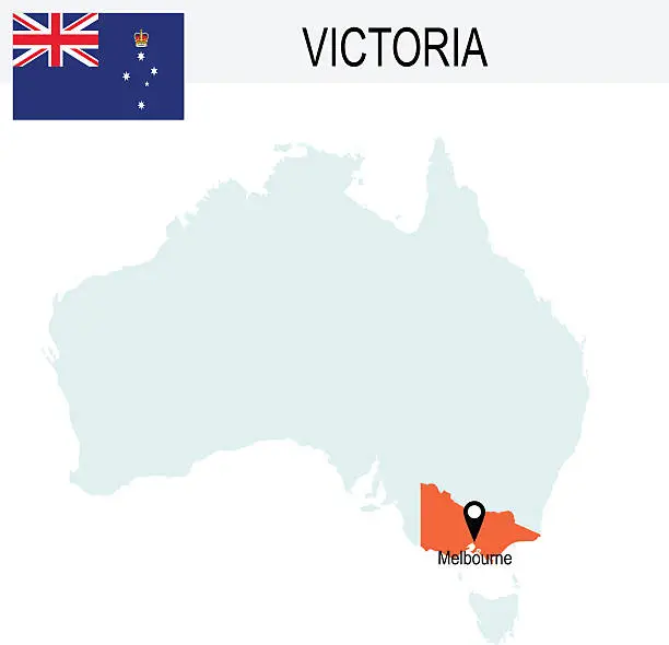 Vector illustration of Australia Territories Of Victoria's map and Flag