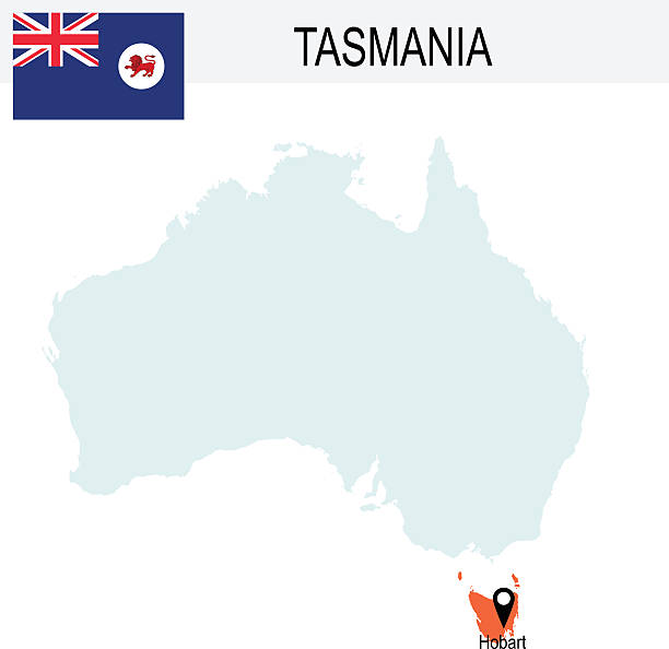 istock Australia Territories Of Tasmania's map and Flag 471883198