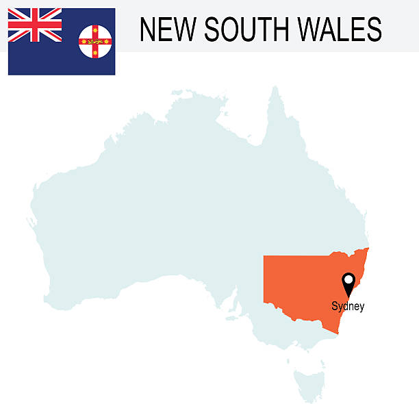 istock Australia Territories Of New South Wales's map and Flag 471883208