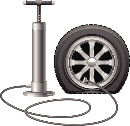 Wheel with pump on a white background