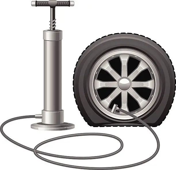 Vector illustration of Wheel with pump