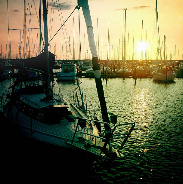 Boats in marina port of Denia in alicante Spain