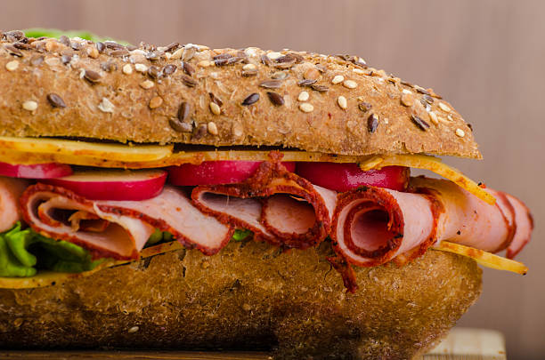 istock Wholemeal baguette with smoked rump 471887404