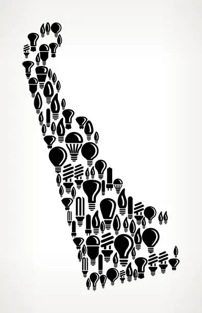 Vector illustration of Delaware State on Vector Lightbulb Pattern Background