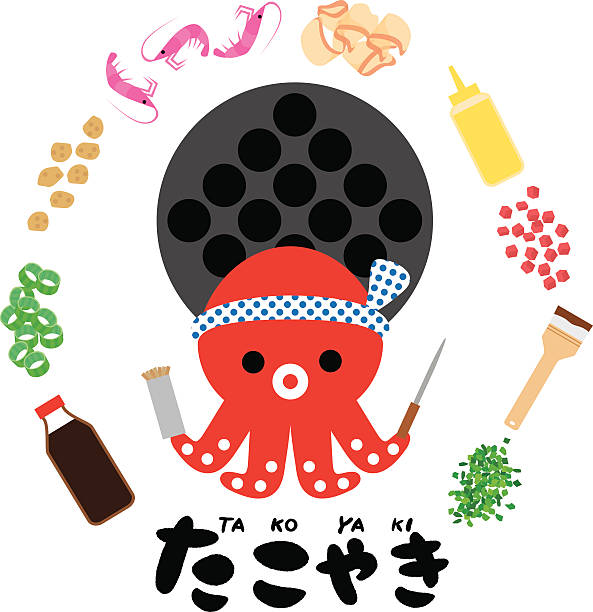 Takoyaki,of,material,octopus,dumplings,,Japanese,food Takoyaki,of,material,octopus,dumplings,,Japanese,food hachimaki stock illustrations