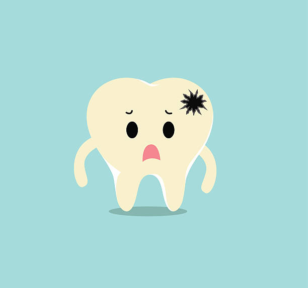 Vector of Sick yellow dirty tooth with crack for Healthcare Vector of Sick yellow dirty tooth with crack for Healthcare bad teeth stock illustrations