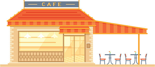 illustrations, cliparts, dessins animés et icônes de café-illustration - model home house home interior roof