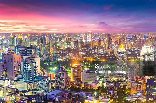 Vista Panorâmica Da Paisagem Urbana Em Bangkok Tailândia - Fotografias de stock e mais imagens de Ajardinado