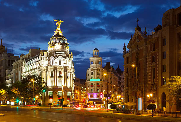 istock Crossing  Calle de Alcala and Gran Via in night. Madrid 471889390